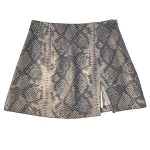 Olivacious Python Snake Print Mini Skirt with Side Slit Women Size S